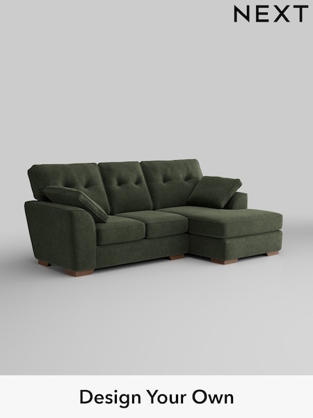 Boucle Chenille/Dark Moss Green Stamford Buttoned Back (H34275) | £1,775