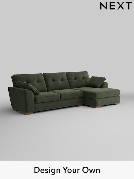 Boucle Chenille/Dark Moss Green Stamford Buttoned Back (H34275) | £2,025