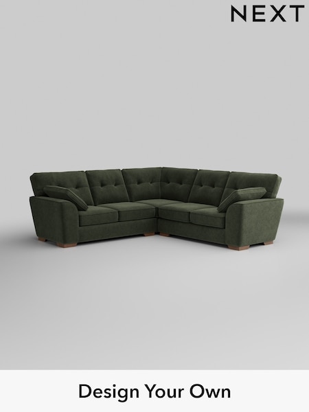 Boucle Chenille/Dark Moss Green Stamford Buttoned Back (H34275) | £2,425