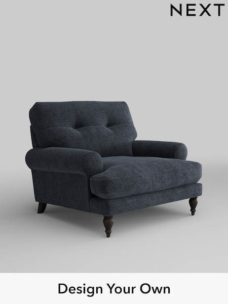 Boucle Chenille/Dark Slate Blue Erin Buttoned Back Deep Relaxed Sit (H34285) | £925