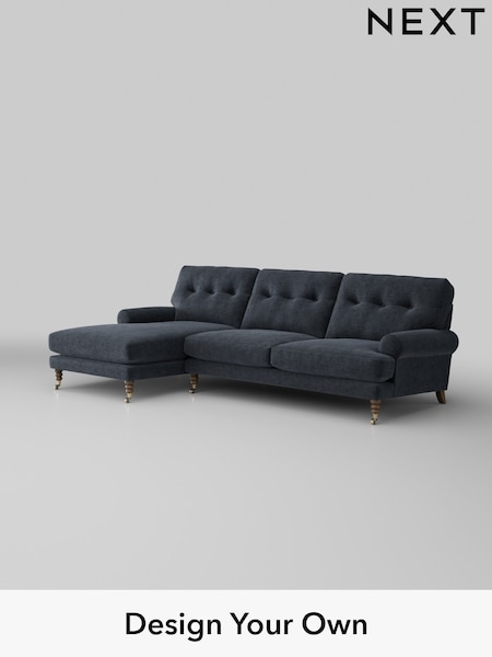 Boucle Chenille/Dark Slate Blue Erin Buttoned Back Deep Relaxed Sit (H34285) | £2,025