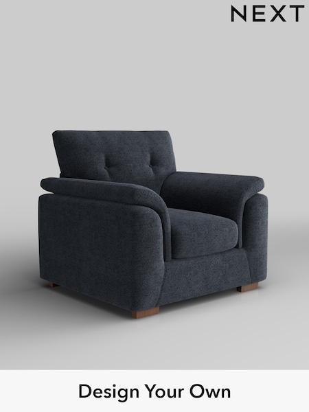 Boucle Chenille/Dark Slate Blue Hayden Buttoned Back (H34286) | £750
