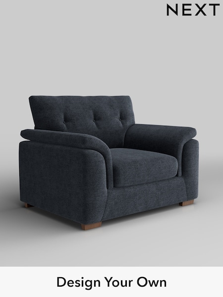 Boucle Chenille/Dark Slate Blue Hayden Buttoned Back (H34286) | £850