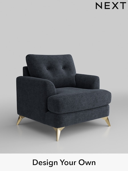 Boucle Chenille/Dark Slate Blue Parker Buttoned Back (H34291) | £925