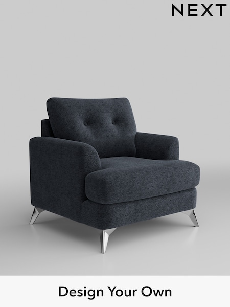 Boucle Chenille/Dark Slate Blue Parker Buttoned Back (H34291) | £925