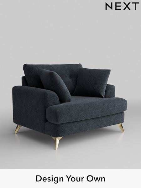Boucle Chenille/Dark Slate Blue Parker Buttoned Back (H34291) | £1,025