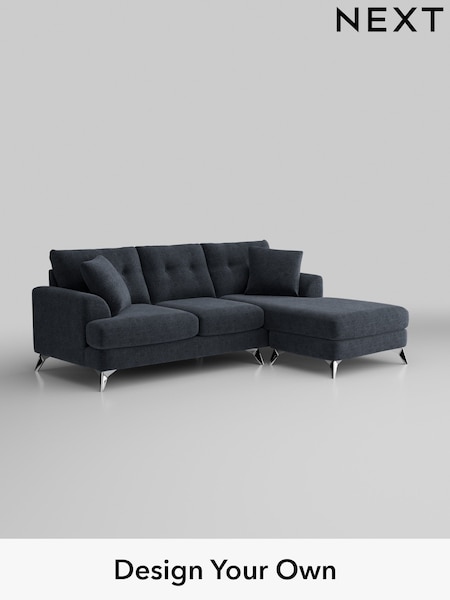 Boucle Chenille/Dark Slate Blue Parker Buttoned Back (H34291) | £1,850