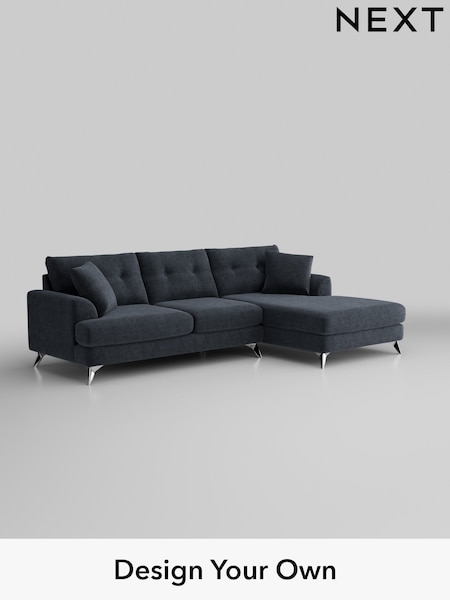 Boucle Chenille/Dark Slate Blue Parker Buttoned Back (H34291) | £2,350