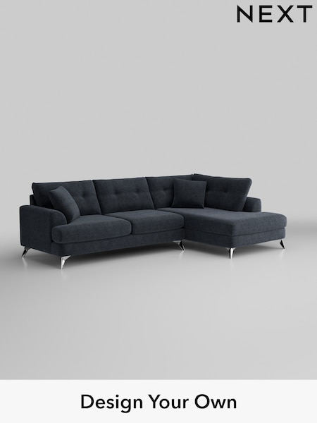 Boucle Chenille/Dark Slate Blue Parker Buttoned Back (H34291) | £2,425