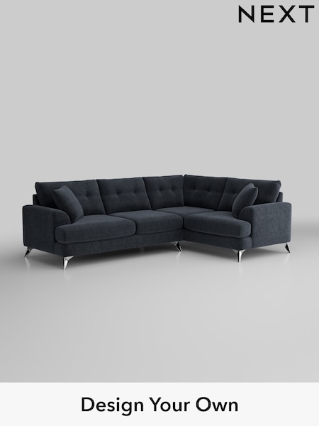 Boucle Chenille/Dark Slate Blue Parker Buttoned Back (H34291) | £2,375