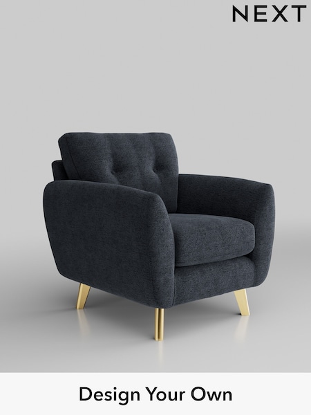 Boucle Chenille/Dark Slate Blue Wilson Buttoned Back (H34300) | £599