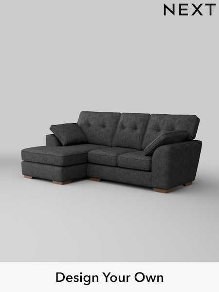 Boucle Weave Easy Clean/Charcoal Grey Stamford Buttoned Back (H34350) | £1,625