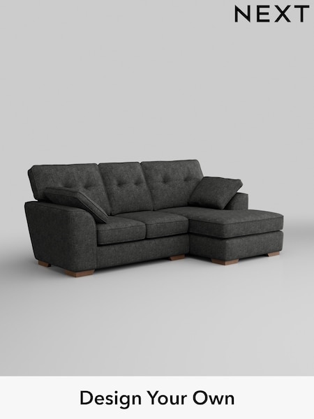 Boucle Weave Easy Clean/Charcoal Grey Stamford Buttoned Back (H34350) | £1,625