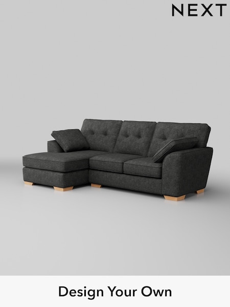 Boucle Weave Easy Clean/Charcoal Grey Stamford Buttoned Back (H34350) | £1,725