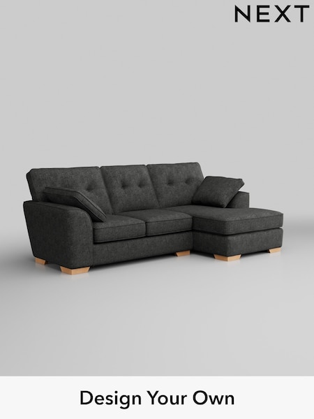 Boucle Weave Easy Clean/Charcoal Grey Stamford Buttoned Back (H34350) | £1,725