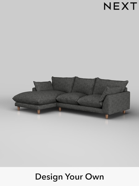 Boucle Weave Easy Clean/Charcoal Grey Noa Deep Relaxed Sit (H34354) | £1,775
