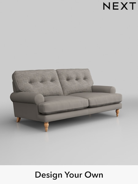 Boucle Weave Easy Clean/Light Dove Grey Erin Buttoned Back Deep Sit (H34386) | £1,175