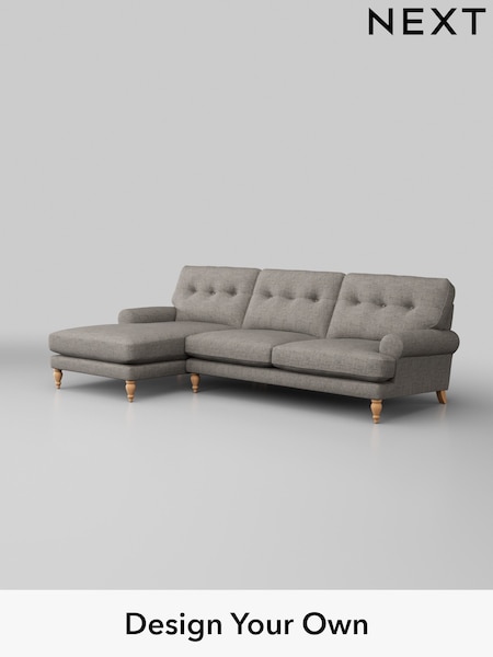 Boucle Weave Easy Clean/Light Dove Grey Erin Buttoned Back Deep Sit (H34386) | £1,850