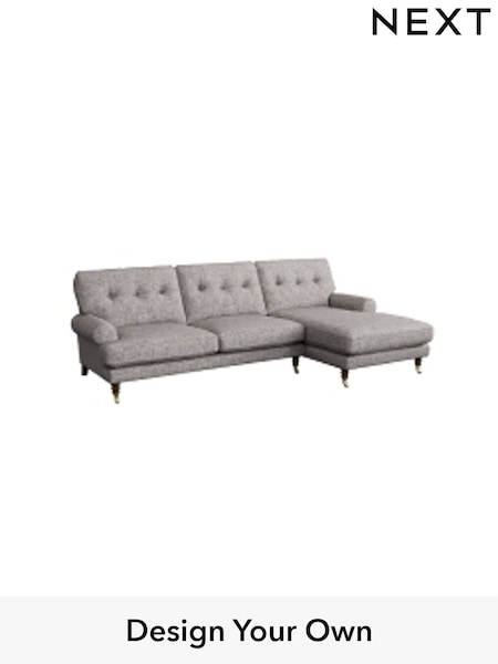 Boucle Weave Easy Clean/Light Dove Grey Erin Buttoned Back Deep Sit (H34386) | £1,850