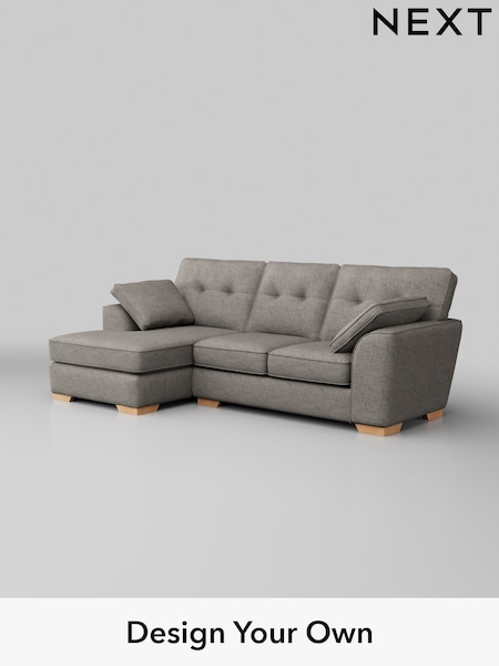 Boucle Weave Easy Clean/Light Dove Grey Stamford Buttoned Back (H34389) | £1,725