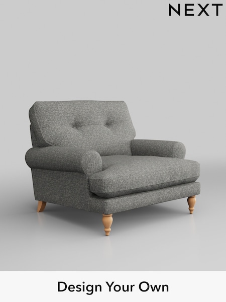 Chunky Boucle Easy Clean/Mid Grey Erin Buttoned Back Deep Relaxed Sit (H34417) | £925