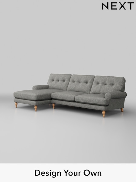 Chunky Boucle Easy Clean/Mid Grey Erin Buttoned Back Deep Relaxed Sit (H34417) | £2,025