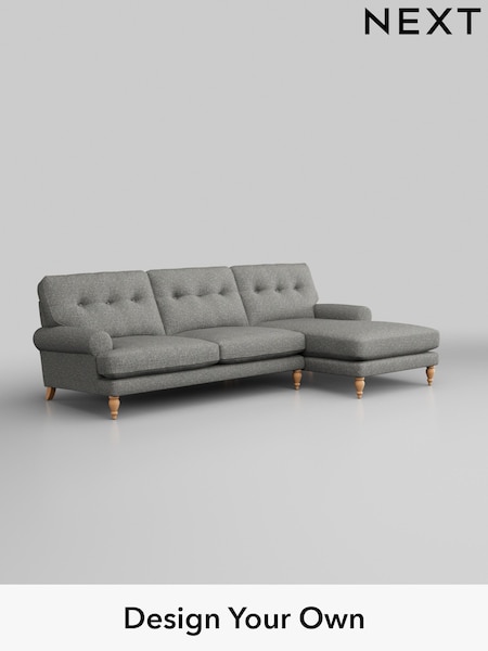 Chunky Boucle Easy Clean/Mid Grey Erin Buttoned Back Deep Relaxed Sit (H34417) | £2,025
