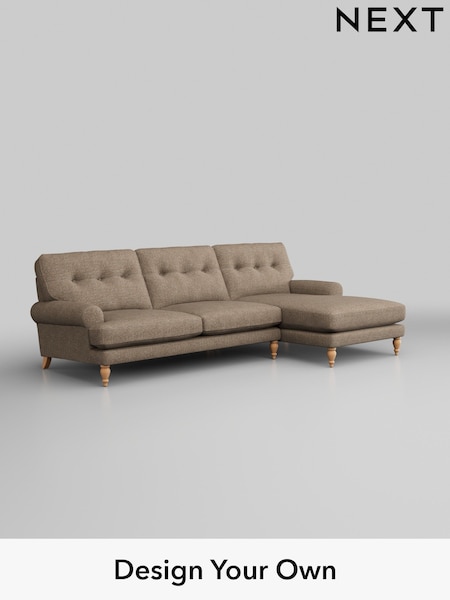 Chunky Boucle Easy Clean/Mid Natural Erin Buttoned Back Deep Relaxed Sit (H34440) | £2,025
