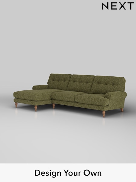 Chunky Chenille/Dark Moss Green Erin Buttoned Back Deep Relaxed Sit (H34477) | £2,025