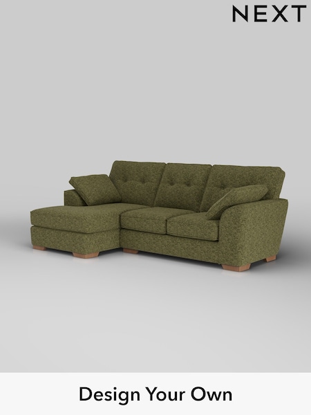 Chunky Chenille/Dark Moss Green Stamford Buttoned Back (H34483) | £1,875