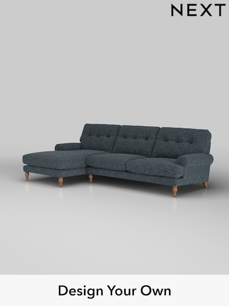 Chunky Chenille/Dark Navy Blue Erin Buttoned Back Deep Sit (H34495) | £1,975