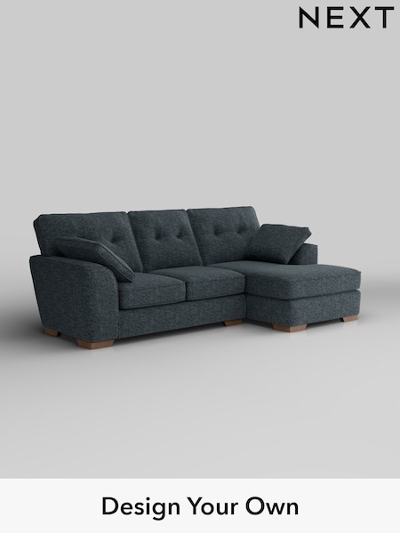 Chunky Chenille/Dark Navy Blue Stamford Buttoned Back (H34510) | £1,875