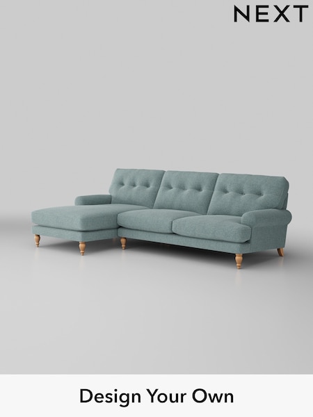 Chunky Chenille/Light Teal Green Erin Buttoned Back Deep Relaxed Sit (H34535) | £2,025