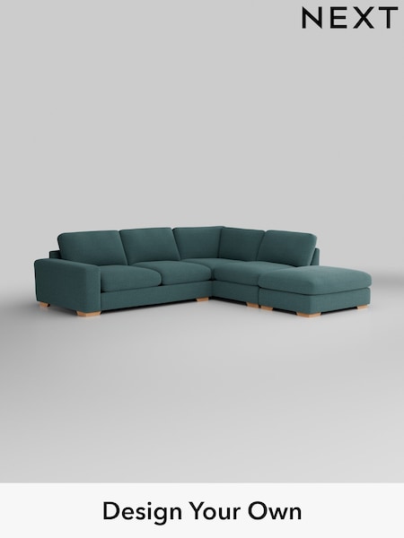 Chunky Chenille/Mid Teal Green Houghton Deep Relaxed Sit (H34545) | £2,675