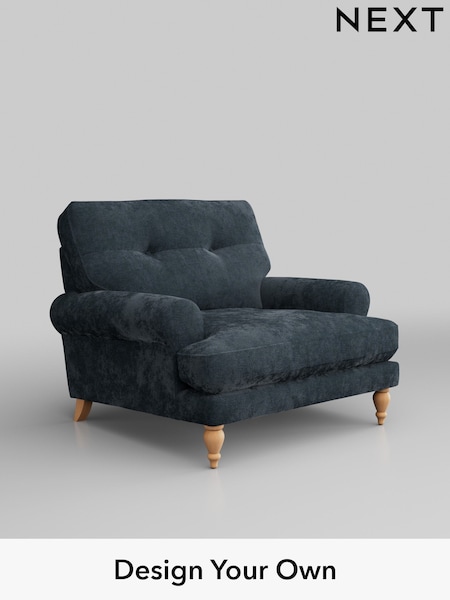Distressed Velour/Midnight Blue Erin Buttoned Back Deep Relaxed Sit (H34667) | £925