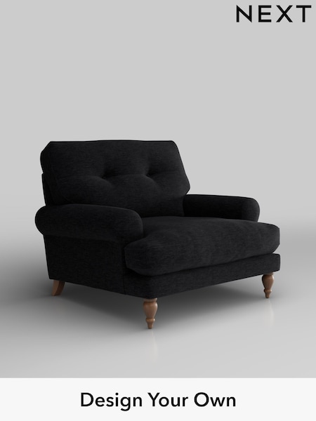 Fine Chenille Easy Clean/Black Erin Buttoned Back Deep Relaxed Sit (H34668) | £925