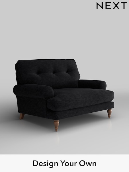 Fine Chenille Easy Clean/Black Erin Buttoned Back Deep Relaxed Sit (H34668) | £1,025