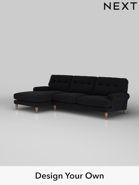 Fine Chenille Easy Clean/Black Erin Buttoned Back Deep Relaxed Sit (H34668) | £2,025