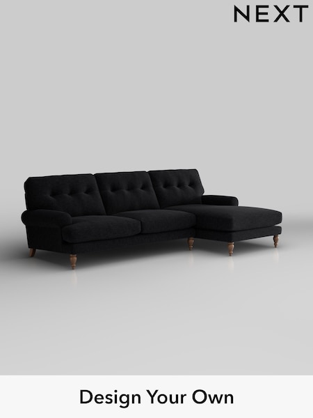 Fine Chenille Easy Clean/Black Erin Buttoned Back Deep Relaxed Sit (H34668) | £2,025
