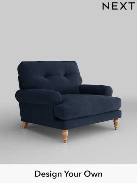 Fine Chenille Easy Clean/Dark Navy Blue Erin Buttoned Back Deep Relaxed Sit (H34670) | £925