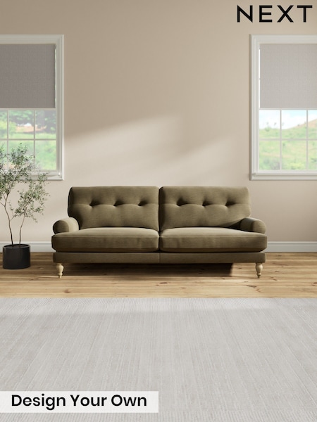 Fine Chenille Easy Clean/Dark Moss Green - Erin Buttoned Back Deep Relaxed Sit