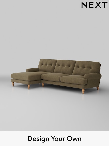 Fine Chenille Easy Clean/Dark Moss Green Erin Buttoned Back Deep Relaxed Sit (H34674) | £2,025
