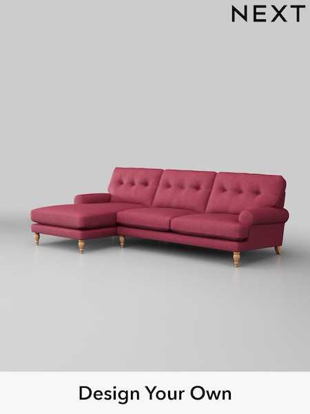 Fine Chenille Easy Clean/Mid Raspberry Pink Erin Buttoned Back Deep Relaxed Sit (H34676) | £2,025