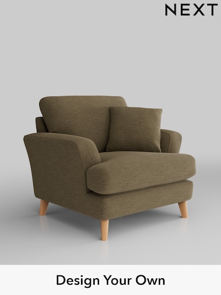 Fine Chenille Easy Clean/Dark Moss Green Conway Relaxed Sit (H34682) | £875