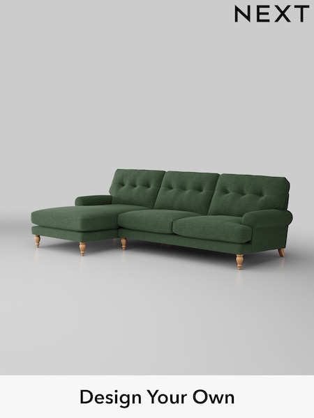 Fine Chenille Easy Clean/Mid Khaki Green Erin Buttoned Back Deep Relaxed Sit (H34685) | £2,025