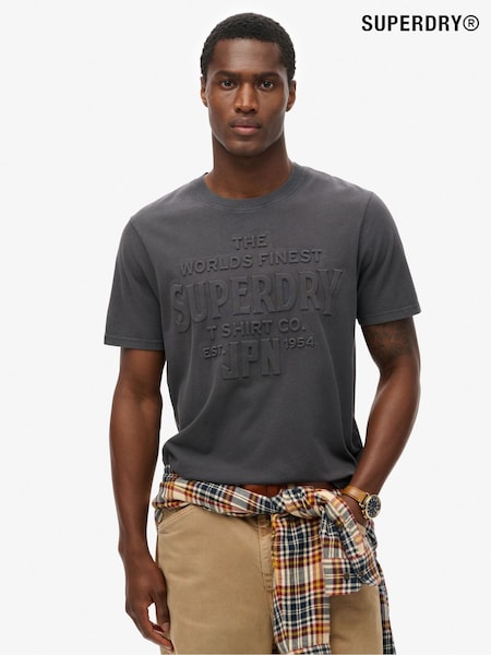 Superdry Black Relaxed 100% Cotton Workwear Embossed T-Shirt (H34984) | £30