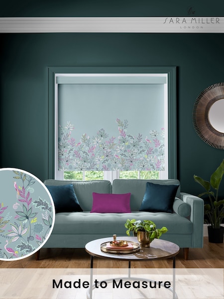 Sara Miller Dusky Blue Botanic Paradise Border Made to Measure Roller Blind (H34989) | £58