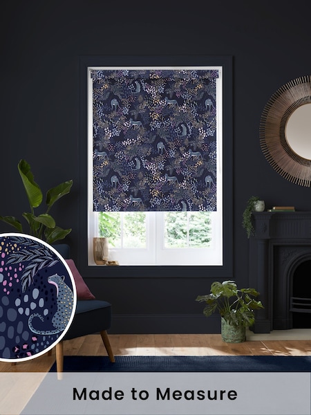 Sara Miller Midnight Blue Leopard Made to Measure Roller Blind (H34993) | £58
