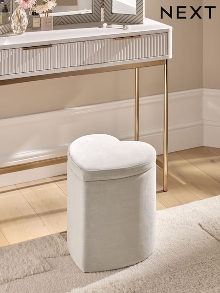 Opulent Chenille Pebble Natural Valentine Storage Stool (H35076) | £90