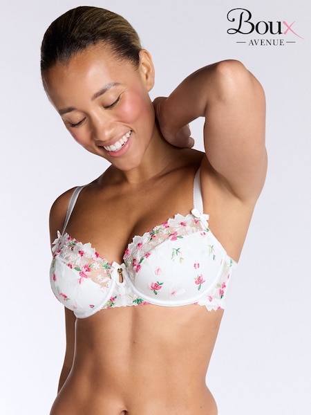 Boux Avenue Blossom Floral Print Balconette White Bra (H35168) | £45